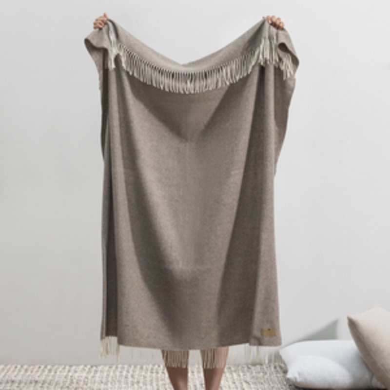 Pinstripe Cashmere/Lambswool Throw, Taupe