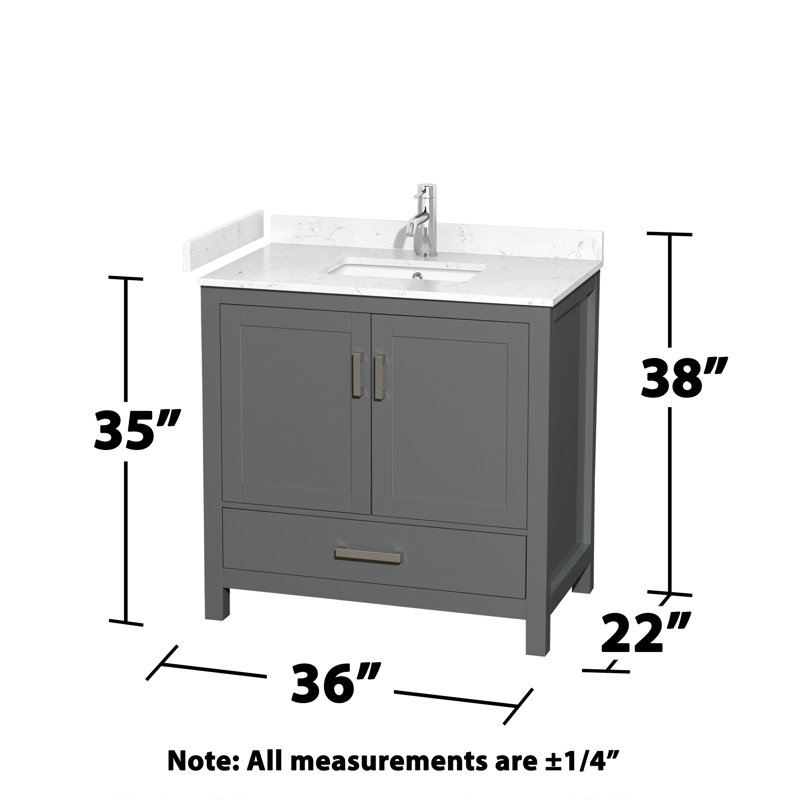 Sheffield 30" No Mirror Bathroom Vanity Set, White Cultured Marble, Dark Gray, 36"
