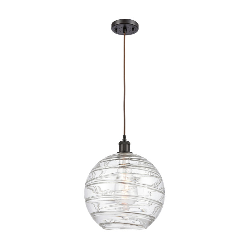 Luminaire suspendu en forme de globe à 1 lumière Mott, Bronze huilé, Ampoule non incluse