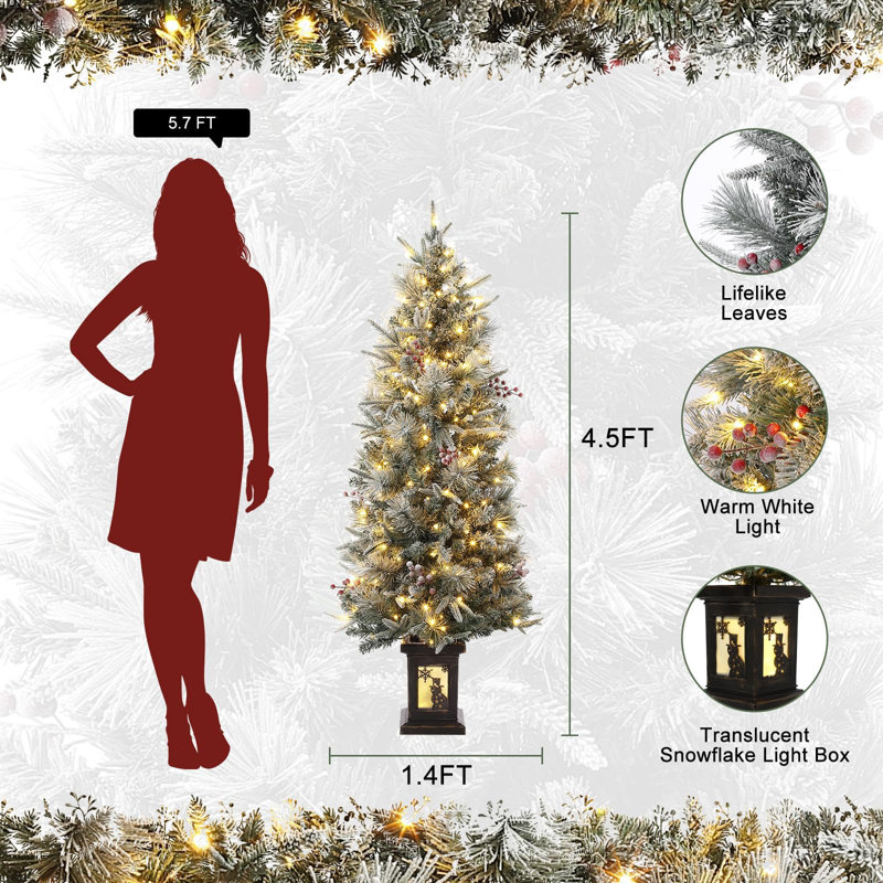 Mini arbre de Noël 2 pièces 3 pi avec 70 lumières DEL blanc chaud et 8 modes
