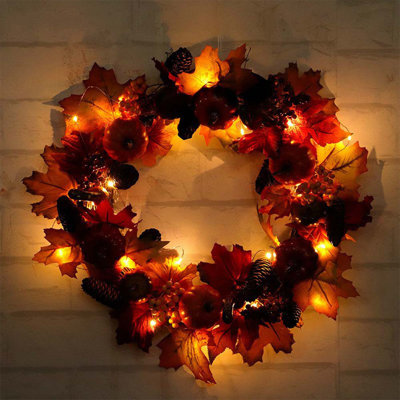 60cm Faux Maple Leaves Halloween Autumn Decoration with Lights