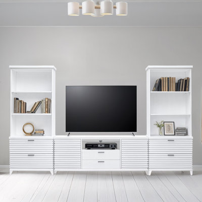 Capri Media Console With Two Pier Bookcases