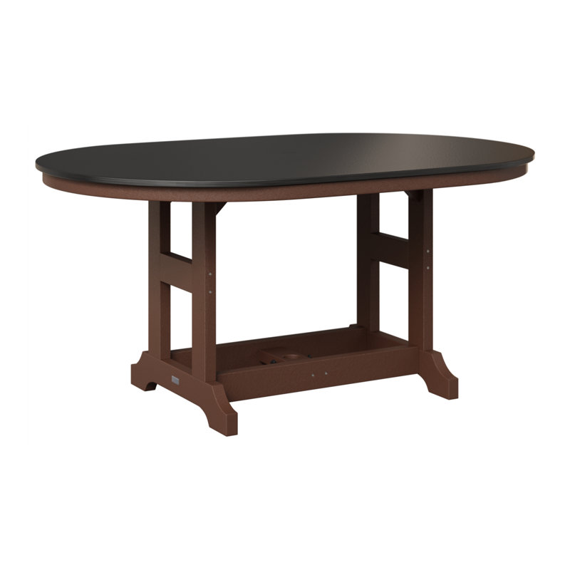 Table de bar Berlin Classic, Chocolat / Brun, H 35,5 po x l 64 po x P 44 po, Noir martelé