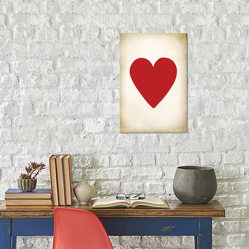 «Card III Heart», impression sur toile, H 26 po x l 18 po x P 1,5 po, Toile tendue, Pas de tapis