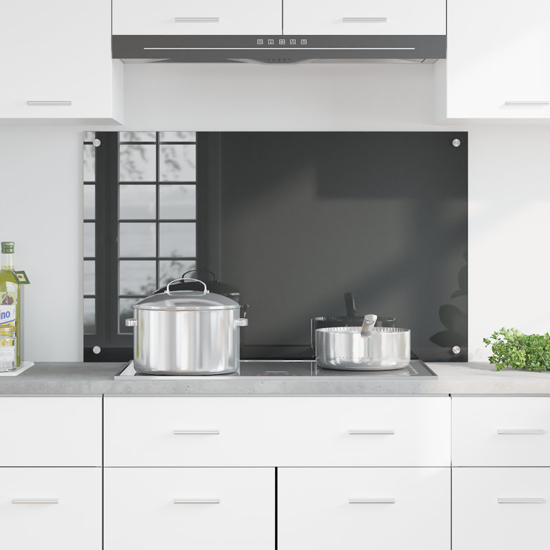 Kitchen Backsplash Tempered Glass, Grey, 60 x 100 cm