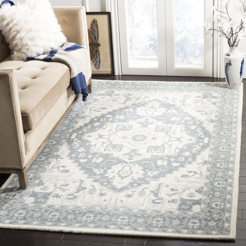 Trista Restoration Vintage Hand Tufted Wool And Viscose Oriental Rug, Rectangle 5' x 8'