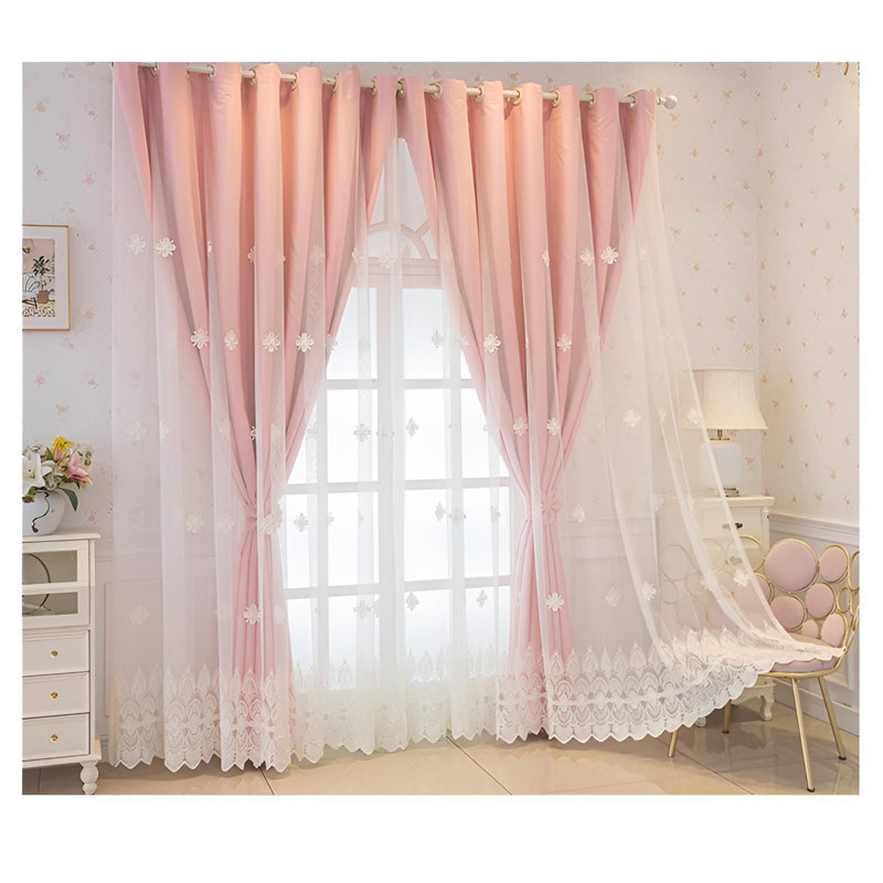 Ele Room Darkening Single Curtain Panel, Pink