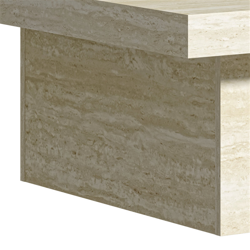 Caomhan Block Coffee Table, Travertin, 16.1" H x 35.4" L x 35.4" W