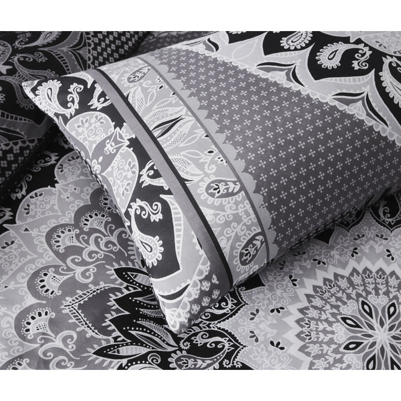 Latitude Vive Rhoda Paisley Duvet Cover Set with Pillowcases, Single Duvet Cover + 1 Standard Pillowcase, Black