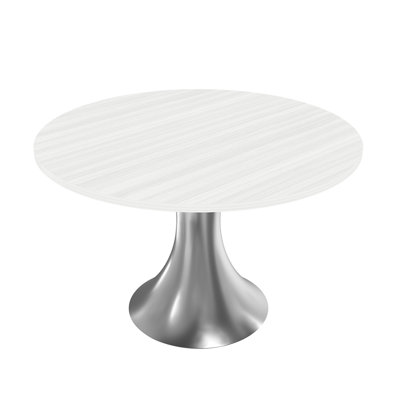 Round Conference Table with Metal Trumpet Base