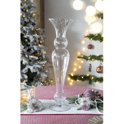 D7x27.5" Fundora Handmade Glass Table Vase