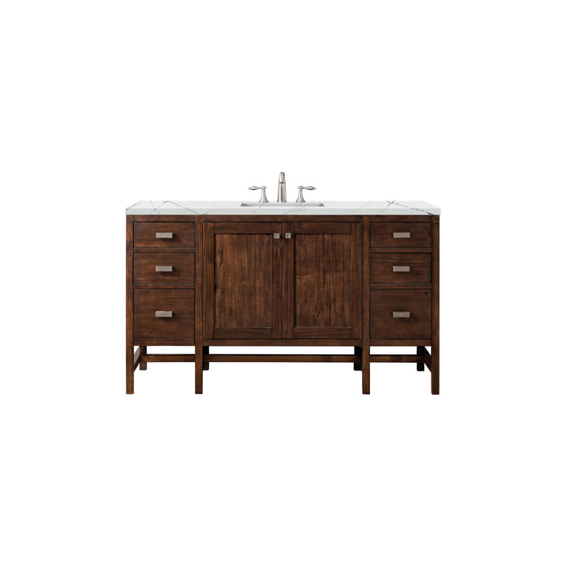 Addison 60'' W Single Vanity, 8" Widespread, Ethereal Noctis, Mid Century Acacia