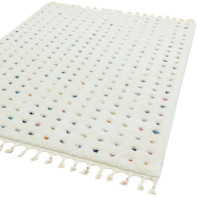 Aairah Shaggy Moroccan Ivory Rug, Rectangle 80 x 150cm