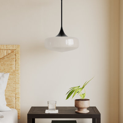 Nathania 1-Light Schoolhouse Glass Pendant