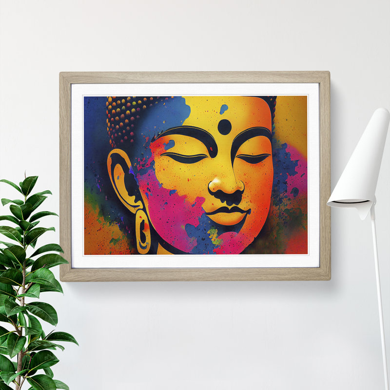 Colourful Buddha Vol.3 Abstract - Framed Print, 46cm H x 64cm W x 2cm D, Oak
