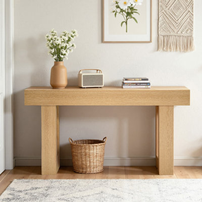 Console de 63 po, bureau de ferme derrière le canapé, bureau d'entrée rectangulaire en bois, support de table pour canapé long et étroit pour couloir, chambre à coucher, salon, vestibule, assemblage facile, Burlywood