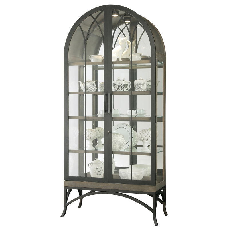 Ramona Lighted Curio Cabinet, Smoke Gray