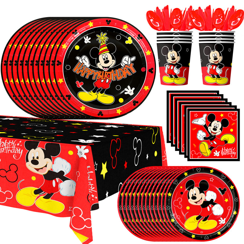 Mickey Mouse Party Supplies, 141pcs Mickey Mouse Birthday Tableware Set
