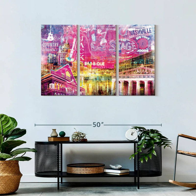 Ensemble de 3 pièces grunge Nashville, H 28 po x l 45 po x P 1,25 po