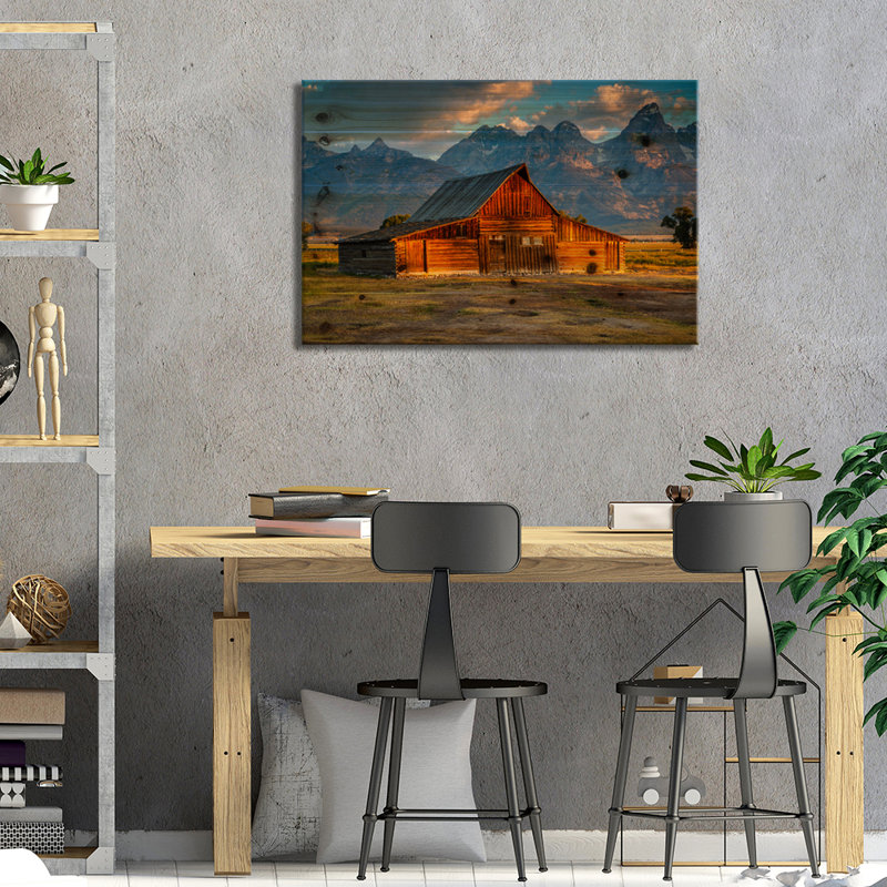 «Old Barn» par Sergio Lanza, impression sur bois sans cadre, L 40 po x H 26 po