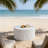 Kyra Modern Coastal MGO Outdoor Coffee Table with Sculptural Wavy Fluted Base
