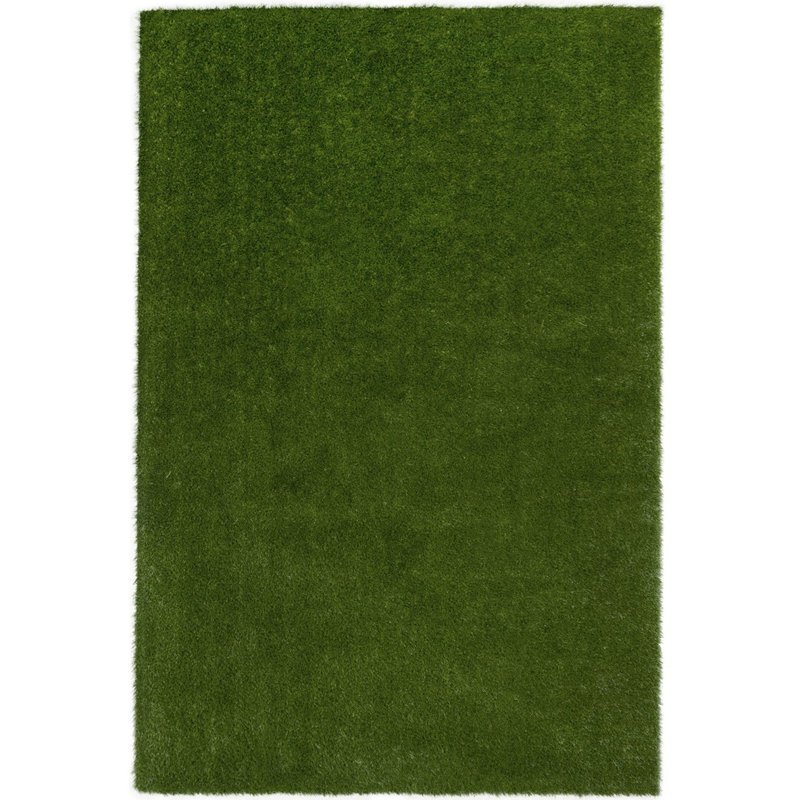 Green 4' x 6' Synthetic Tufted Washable Area Rug
