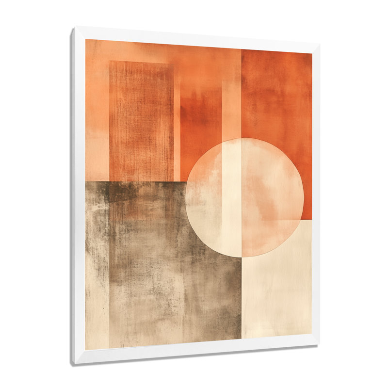 Orange Brown Modern Geometry Flow II - Terracotta Balance I - Tableau abstrait de style transitionnel encadré
