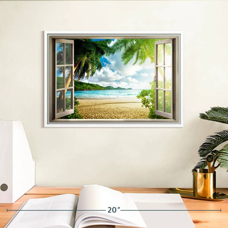 Fenêtre luxuriante Berklee, Cadre flottant blanc, 13 po x 9 po