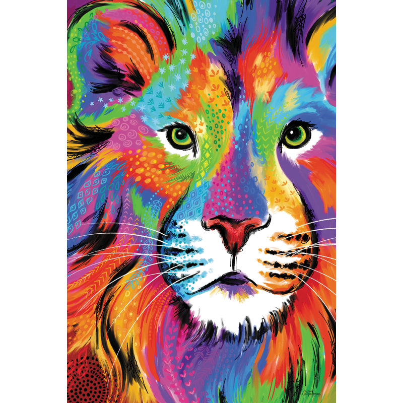 Lion arc-en-ciel, H 48 po x l 32 po