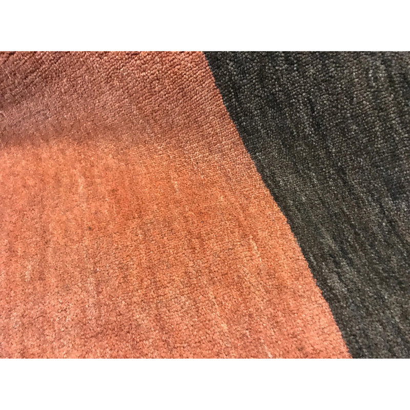 Wool Geometric Area Rug in Dark Salmon/Rosy Brown/Black/Yellow