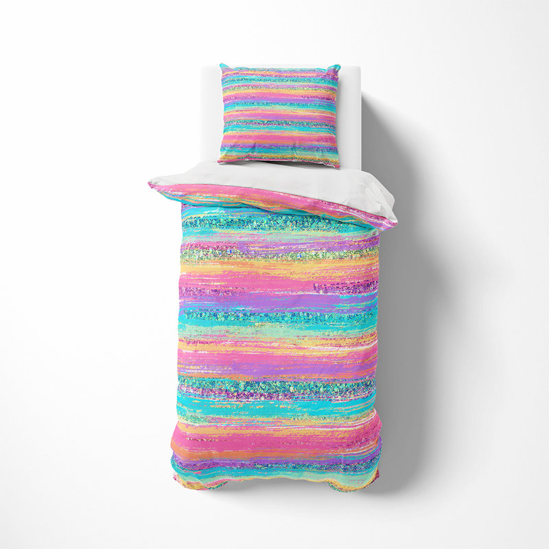 Bedding Sets Polyester Box Stitch Striped Duvet Cover & Insert, Twin Duvet Cover + 2 Pillow Cases