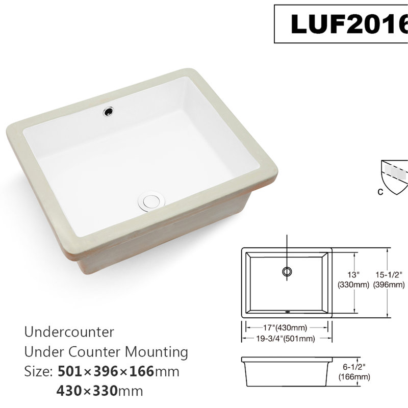 Modern Ceramic Rectangular Sink - Undermount For Bathroom Decoration Quality With Superior