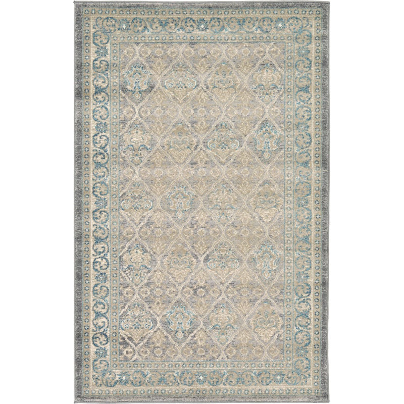 Tapis à motif oriental gris Linz, Rectangle 3 pi 3 po x 5 pi 3 po