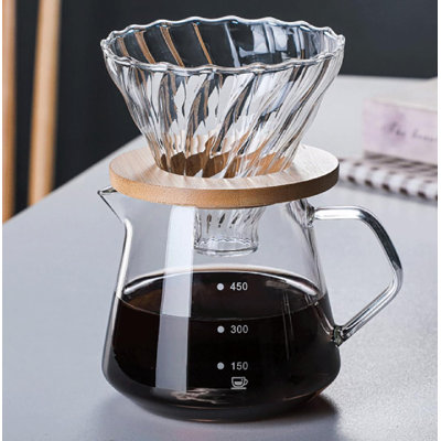 Ensemble de cafetière en verre avec verseur en verre 2 en 1