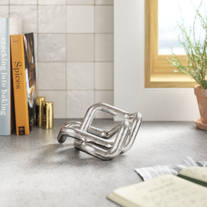 Laureate Cast Aluminum Modern Abstract Sculpture in Silver