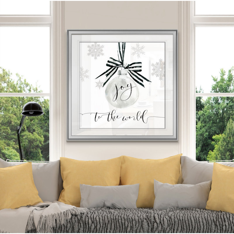 Joy Joy Ornament - impression d'art textuel, H 16 po x l 16 po x P 1,5 po, Encadrement argenté