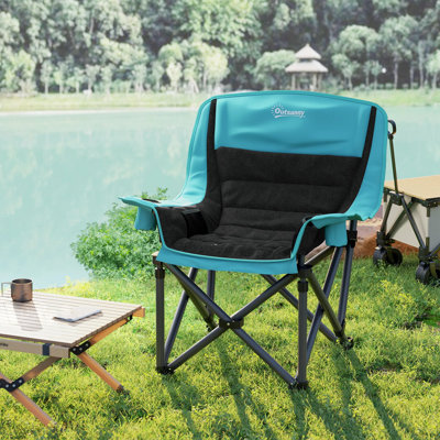 Padded Camping Chair For Adults - Portable Folding Outdoor Chair With Side Pockets, Dual Cup Holders & Carry Bag, 600d Oxford, Supports 265 Lbs