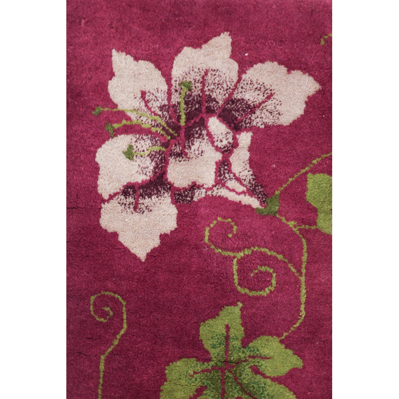 Antique Chinese Art Deco and Peking Rugs One-of-a-Kind Rectangle 8'11" x 11'10" 1920s Rectangle Cotton and Wool Area Rug in Purple