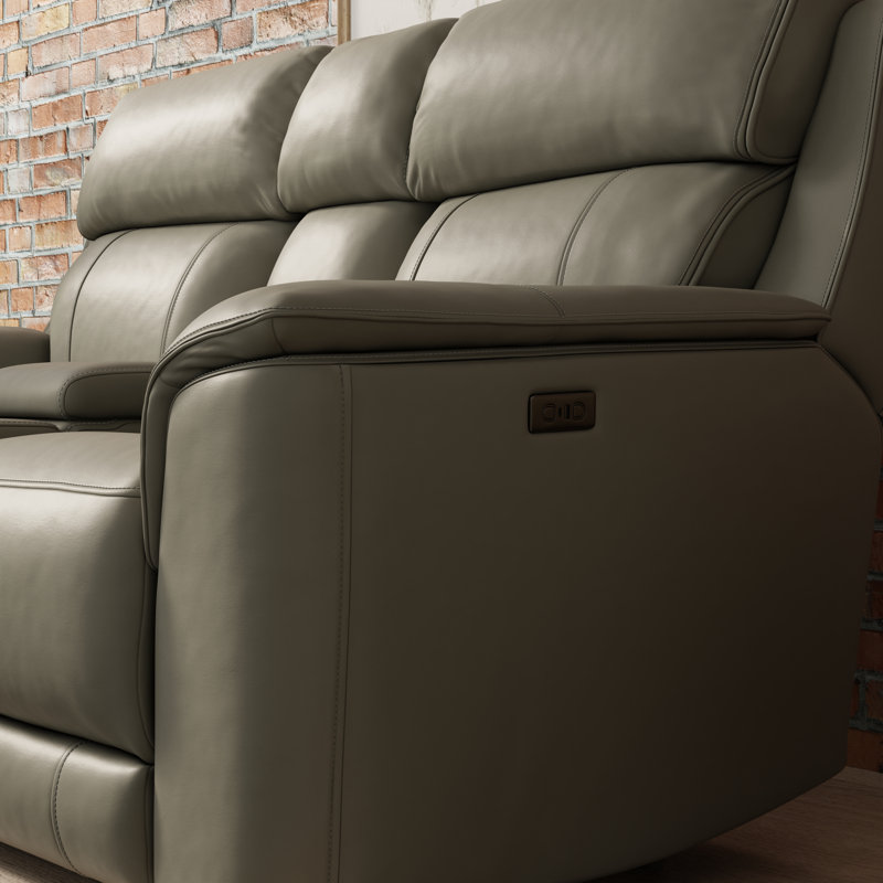 Dual Power Reclining Love Seat with Console, Gray