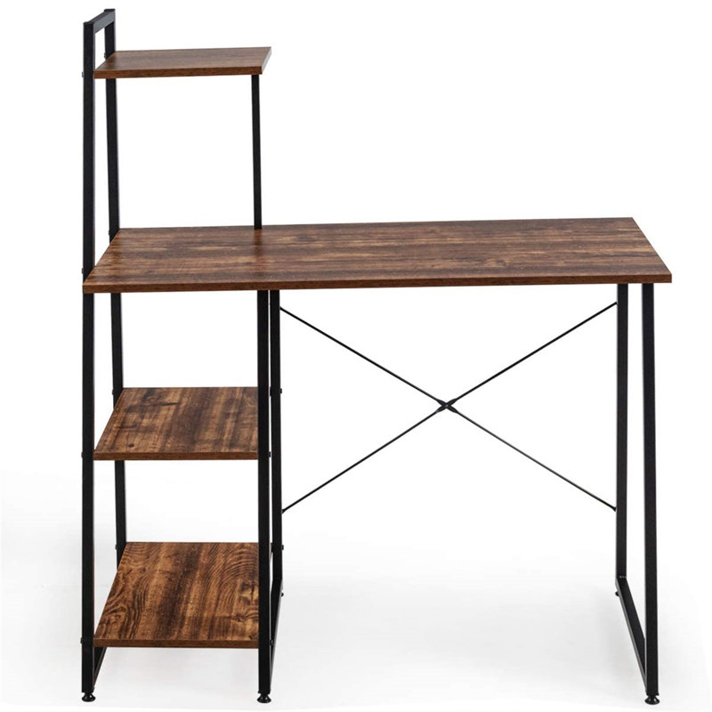 Alido 100Cm W Rectangle Writing Desk, Black, Brown