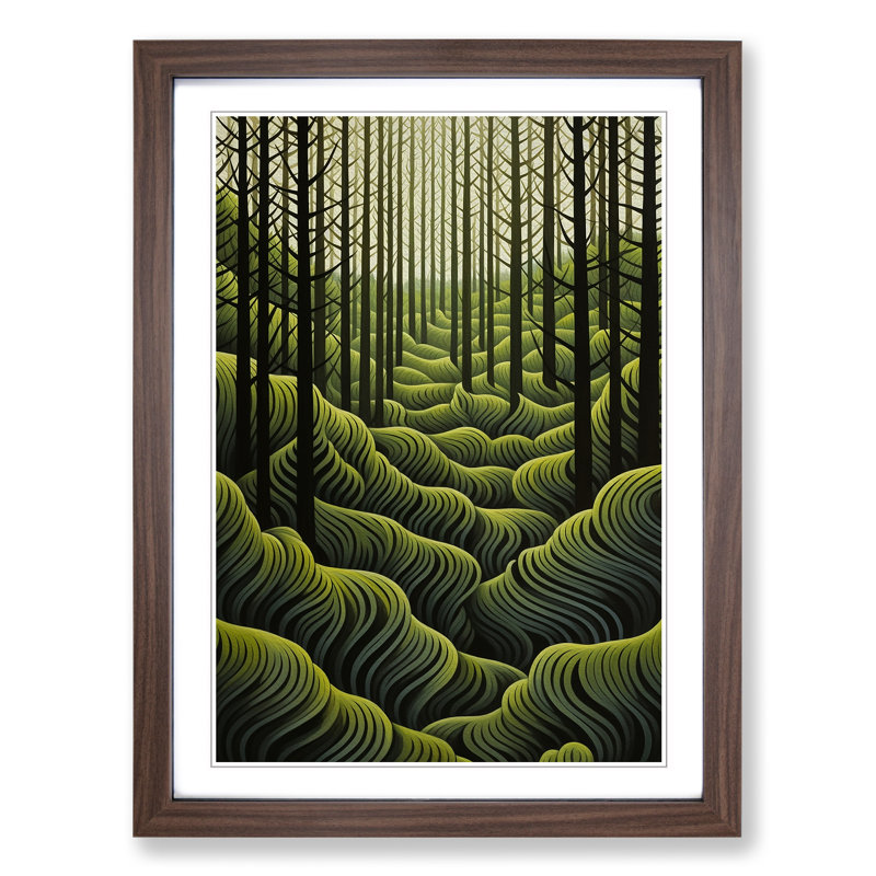 Single Picture Frame Print on Wood, Walnut Framed, 64cm H x 46cm W