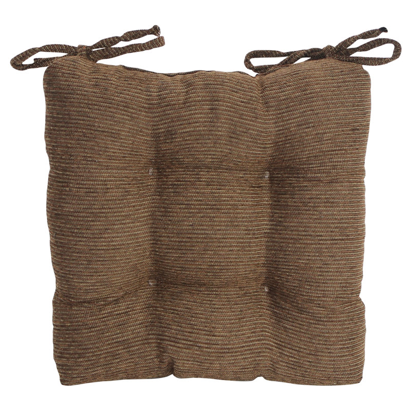 16-Inch Square Jacquard Chenille Tufted Chair Cushions, Brown Dots