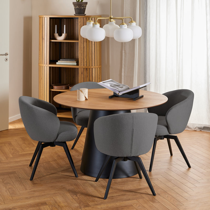 Darlene Dining Chair with Armrest and Swivel Function, Grey