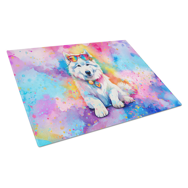 Grande planche à découper en verre Samoyed Hippie Dawg