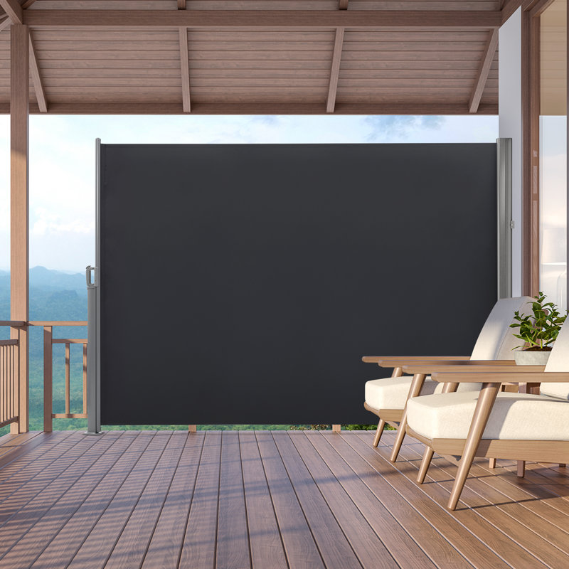 Patio Retractable Side Awning with Aluminum Frame, Waterproof Privacy Screen for Garden and Pools, Gray
