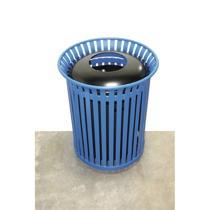 Steel Open Kitchen Trash Can - 34 Gallons, Blue/Black