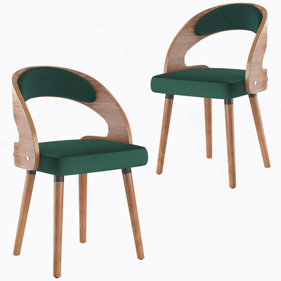 Modern Upholstered Wood Dining Chairs Set Of 2 With Curved Backrest For Comfort And Style In Any Room.