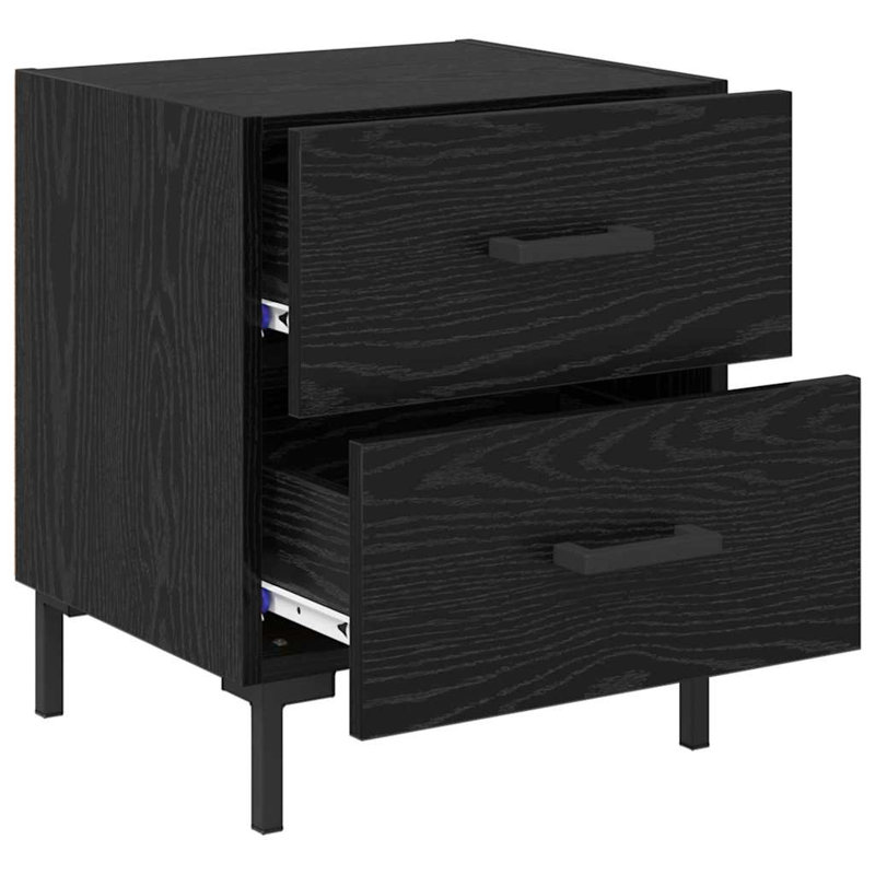 40cm W Manufactured Wood Bedside Table, Black Oak