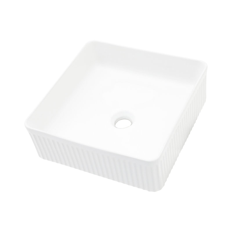 Lavabo de salle de bain vasque carré en céramique blanche 15,69 "x 15,69"