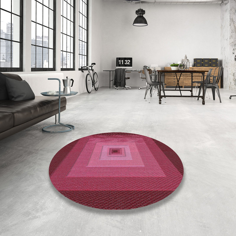 Tapis de zone marron à motifs, Rond 4 pi